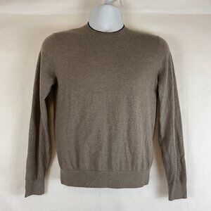 Paul Smith London Sweater S Taupe Crew Neck Black Trim Merino Wool